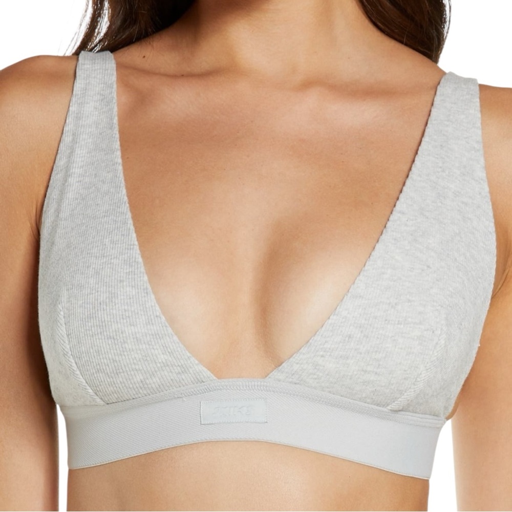 SKIMS | Stretch Cotton Rib Plunge Bralette